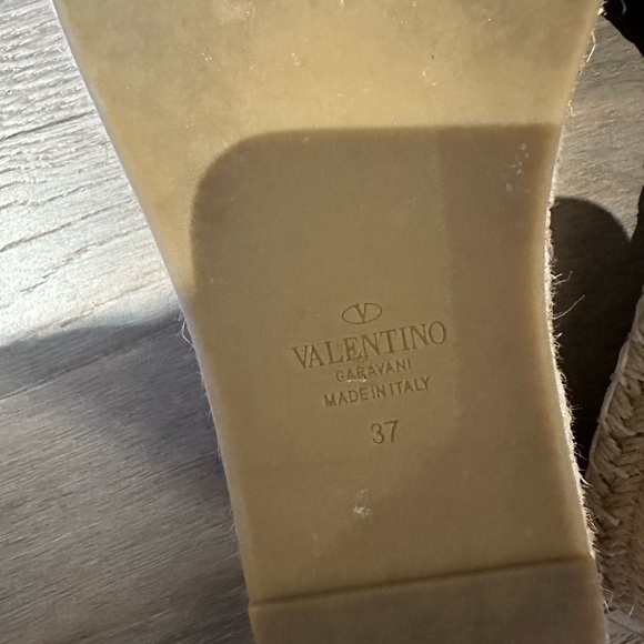 Grained Calfskin Rockstud Espadrille Flat Slide Sandals - Picture 5 of 6